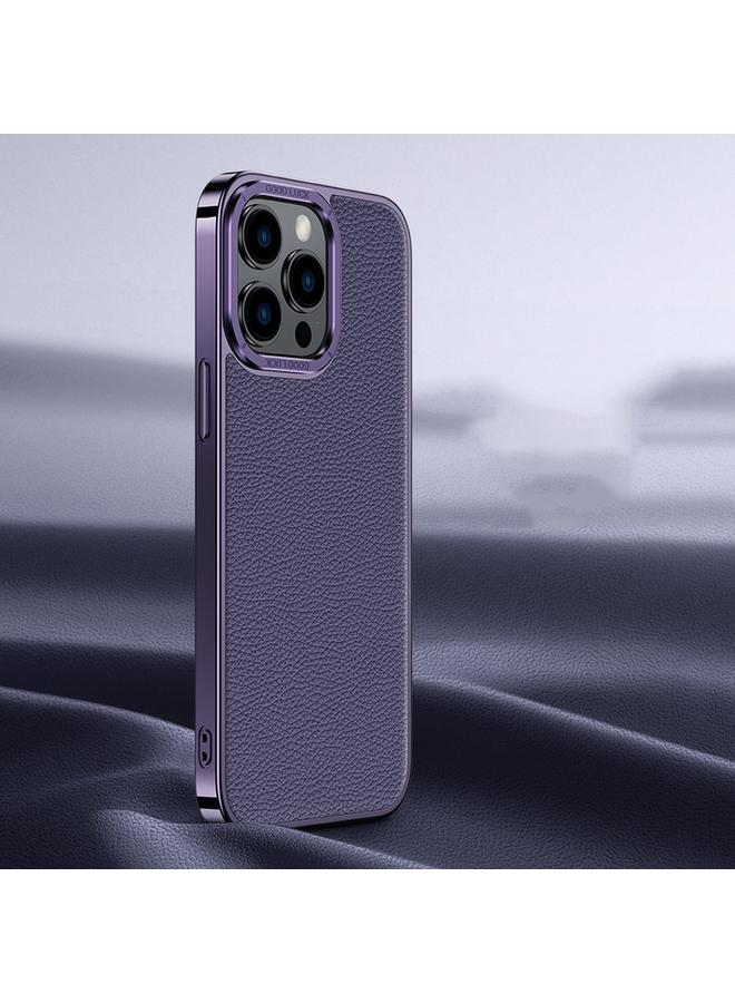 Zaboon Case For iPhone 12 Pro Litchi Texture Genuine Leather Phone Case - Image 1