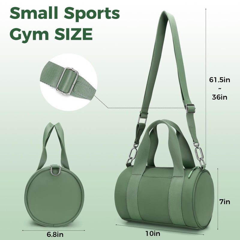 FODOKO mini Gym Bag for Women, barrel purse,Crossbody Duffel Bags Handbag from Gym to Travel(Green) - Image 3