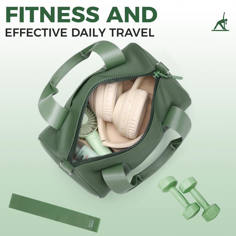 FODOKO mini Gym Bag for Women, barrel purse,Crossbody Duffel Bags Handbag from Gym to Travel(Green) - Image 4