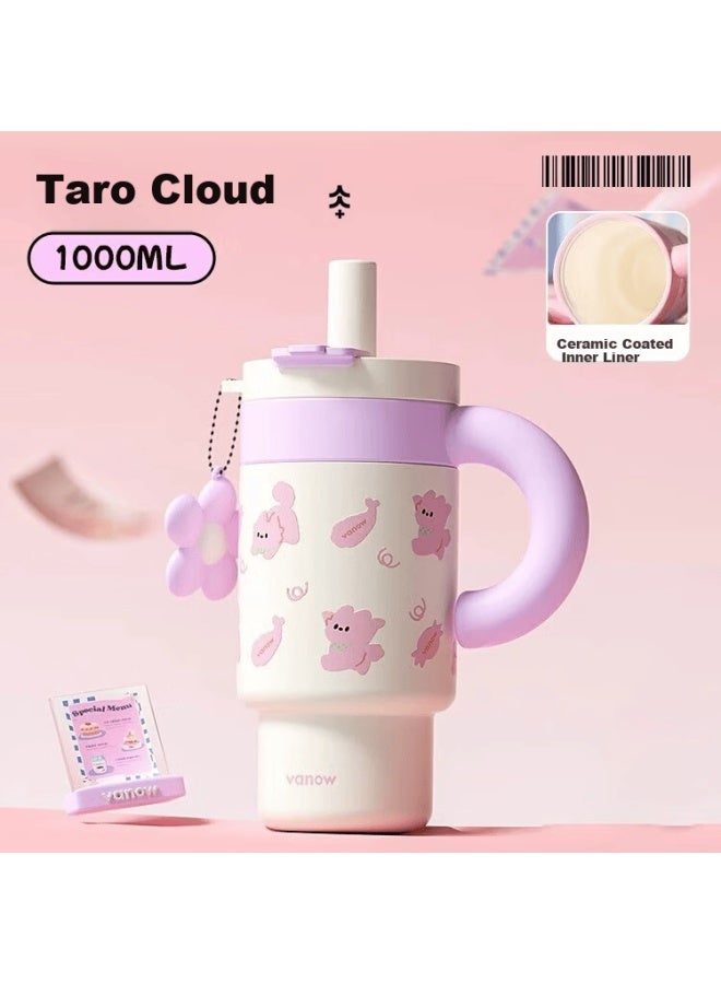 Vanow Qiaoqiao Insulated Water Bottle Large Capacity Women  New High-value Ceramic Liner Straw Tumbler - Image 1