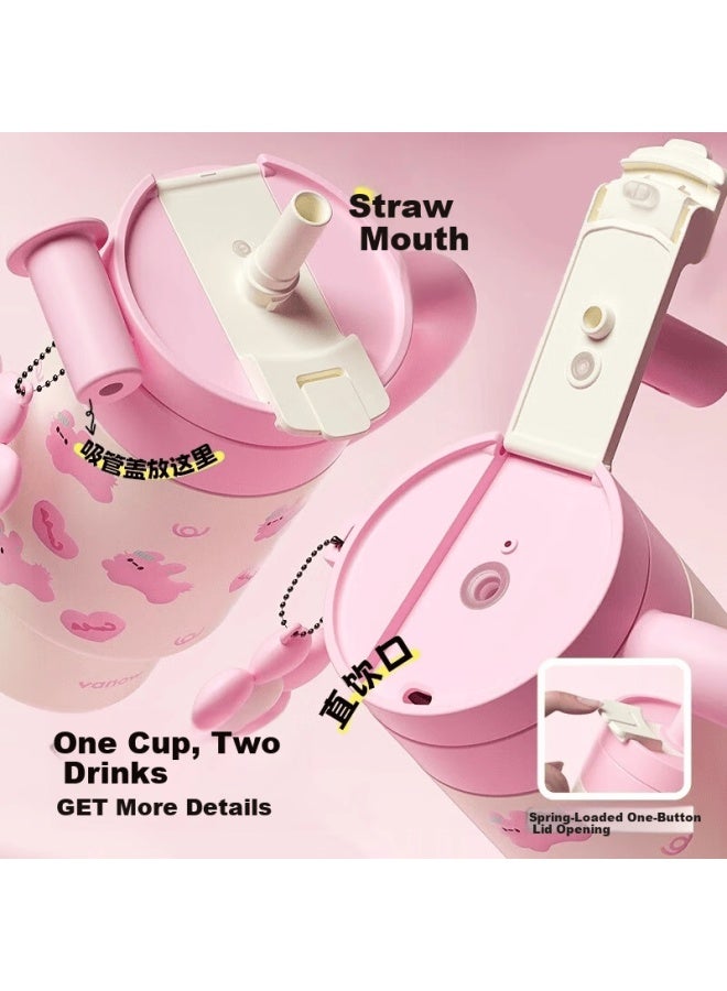 Vanow Qiaoqiao Insulated Water Bottle Large Capacity Women  New High-value Ceramic Liner Straw Tumbler - Image 2