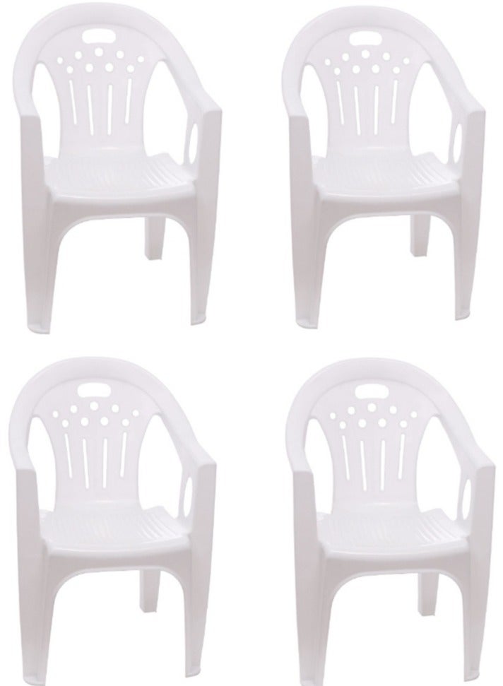 Generic 4 Pieces Plastic Chairs, Stackable Modern Princess Armchair, Garden Plastic Table Camping Seat, Dining Furniture Garden Picnic Table Weather Resistant, for Indoors Outdoors Dinner Barbecue Casual and Coffee (4 Chairs)  - Image 1
