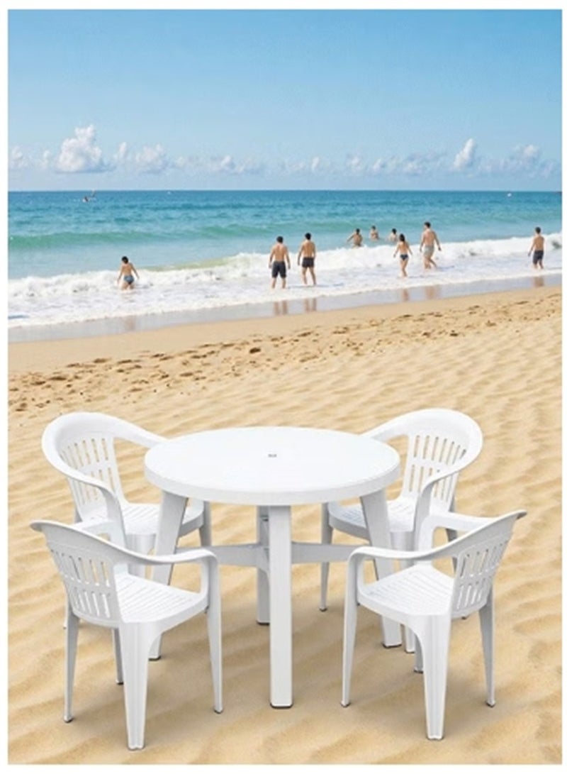 Generic 4 Pieces Plastic Chairs, Stackable Modern Princess Armchair, Garden Plastic Table Camping Seat, Dining Furniture Garden Picnic Table Weather Resistant, for Indoors Outdoors Dinner Barbecue Casual and Coffee (4 Chairs)  - Image 2