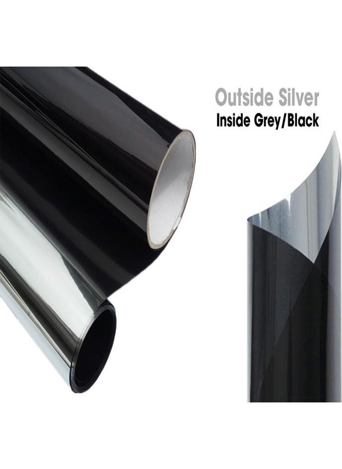 Heat Insulated Mirrored Black Window Film 100 cm x 3 Meters