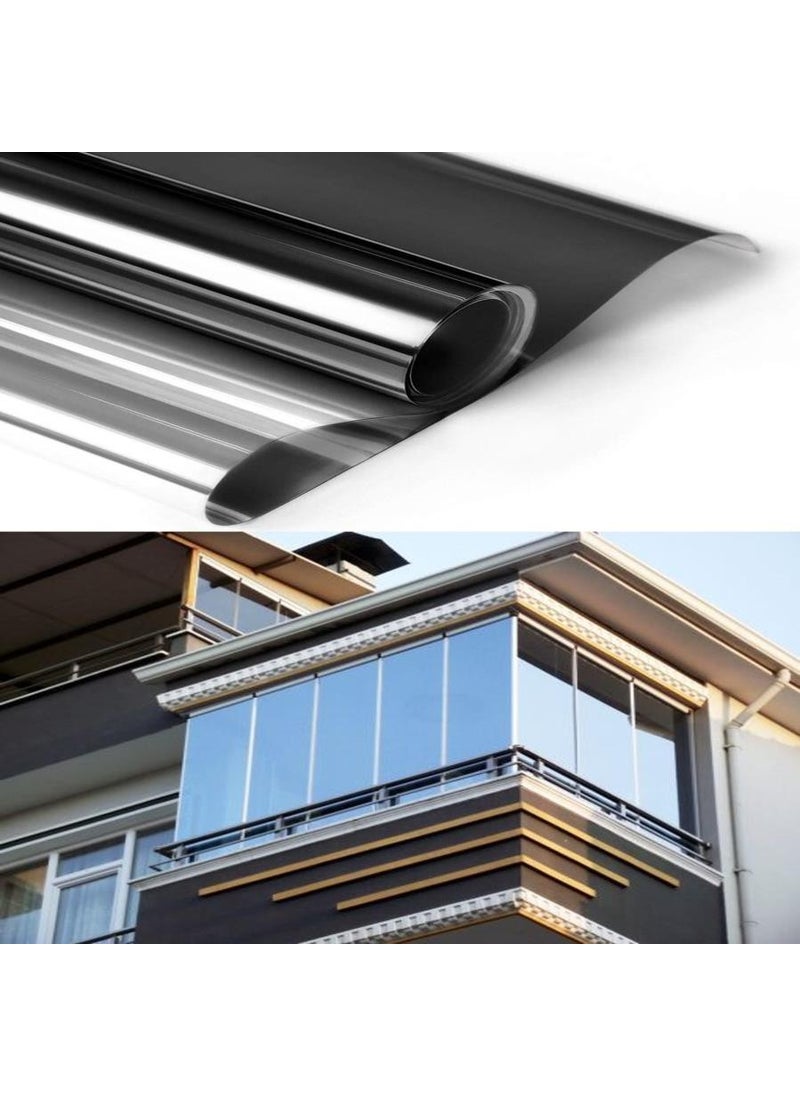 Heat Insulated Mirrored Black Window Film 100 cm x 3 Meters