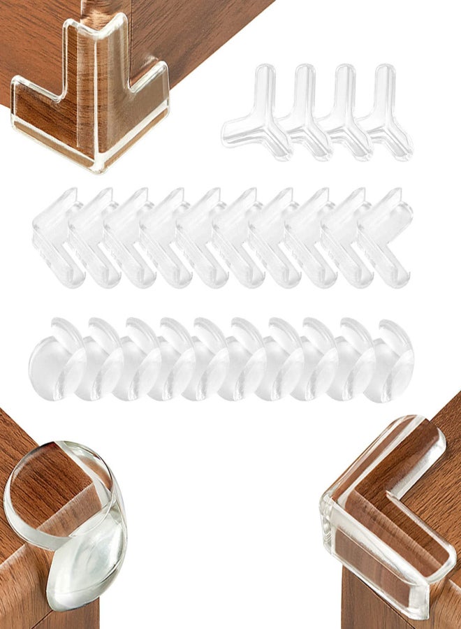 24 PCS Edge Corner Protectors, 3 Shapes Safety Edge and Corner Guards, Thick Silicone Furniture Corner Protector with Strong Adhesive Tape, Baby Proofing Corners for Furnitures Cupboard - Image 1
