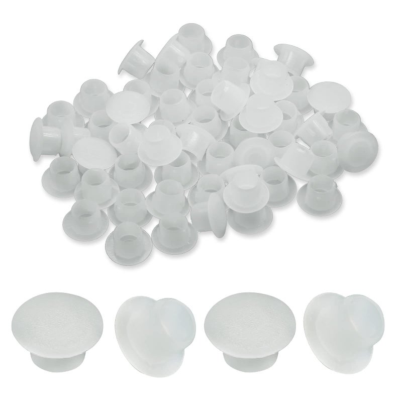 Suiwotin 100PCS 8mm 516 White Plastic Hole Plugs  Snap in Locking Type for Cabinet Holes