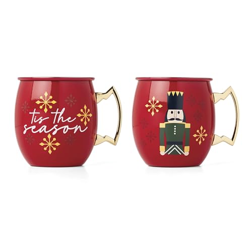 Cambridge 896215 20 Oz Nutcracker Moscow Mule Mugs Set Of 2 Christmas Drinkware Holiday Hosting