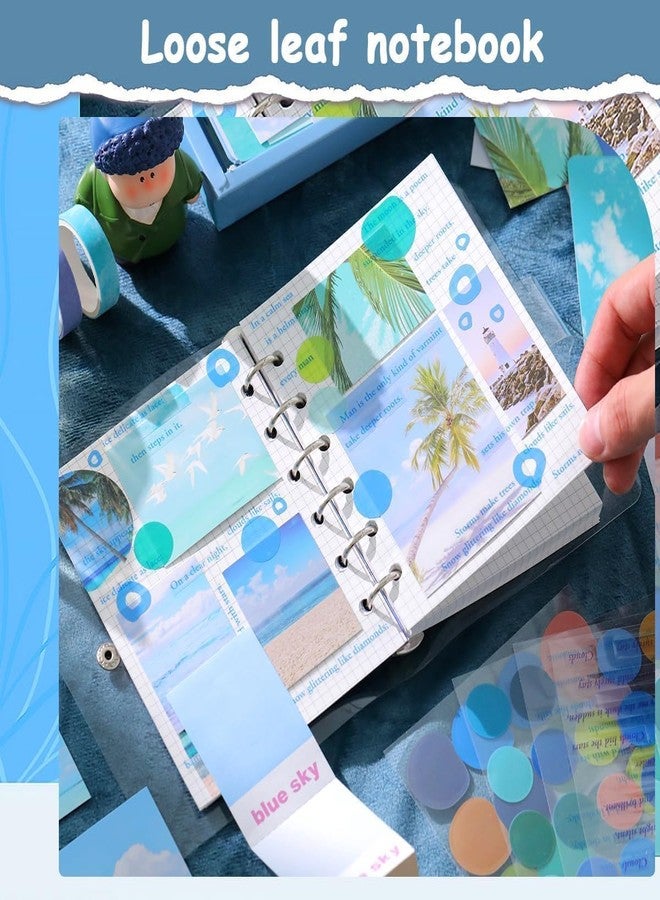 VOLDOT Junk Journal & Scrapbook Kit: A6 Notebook, Stickers, DIY Set with Vintage Aesthetic & Creative Decor Journaling Supplies. Ideal Gifting for Teens, Girls. (Blue Sky) - Image 4