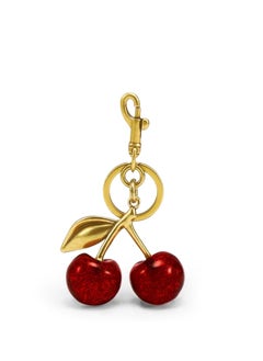 Peachjoy Glitter Cherry Bag Charm with Key Ring and Clip – Sparkling Resin & Metal Accessory for Purses and Bags  - Image 1