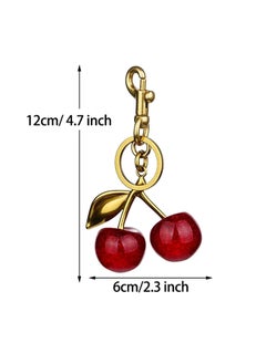 Peachjoy Glitter Cherry Bag Charm with Key Ring and Clip – Sparkling Resin & Metal Accessory for Purses and Bags  - Image 3
