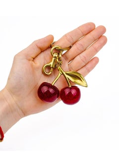 Peachjoy Glitter Cherry Bag Charm with Key Ring and Clip – Sparkling Resin & Metal Accessory for Purses and Bags  - Image 4