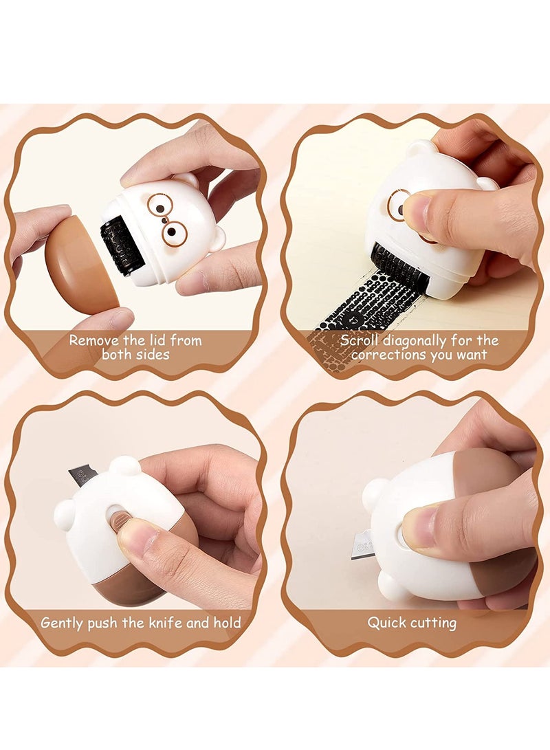 Zikra Identity Protection Roller Stamp 2 in 1 Wide Advanced Roller with Retractable Box Opener Cute Shape Bear Identity Theft Protection Stamp Refillable Ink Private Information Roller 3 Pieces - Image 4
