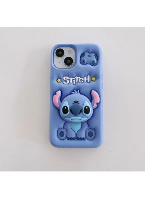 For IPhone16ProMax Phone Case Cartoon Silicone Still13 Telescopic Bracket KT Case 15 Apple 11-Color:Stitch-Applicable Models:iPhone14