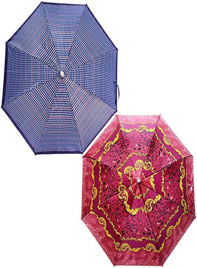 RAINPOPSON 2 Fold Printed Big Size Stylish Umbrella for Women & Men UV Protection Office Umbrella Combo for Girls (Multicolor Printed) - Set of 2 (UM-151) - Image 2
