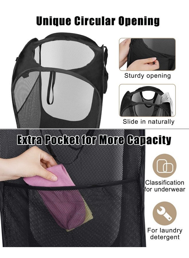 HOUSE AGAIN 2 Pcs Strong Mesh Pop-up Laundry Hamper, Quality Pop Up Hampers for Laundry with Durable Handles Solid Bottom High Carbon Steel Frame, Easy to Open and Fold Flat for Storage(Black) - Image 5