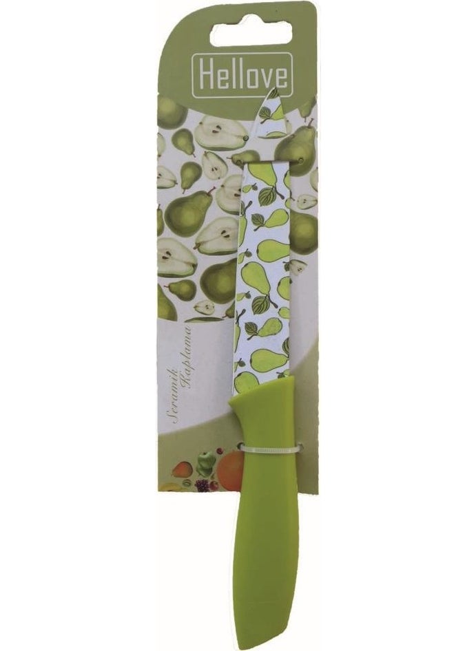 HELLOVE Green Ceramic Coated Chopping Knife Fruit Vegetable Knife Multi-Purpose Kitchen  - Image 1