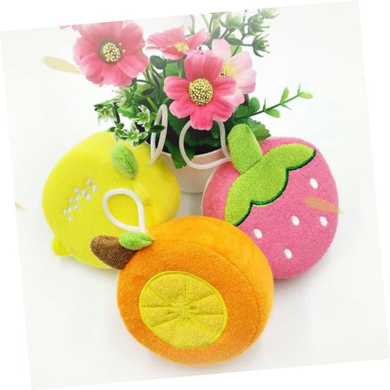 Soft Cotton Fruit Shaped Baby Bath Scrubbers Exfoliating Sponge 2 Pack for Gentle Bathing - Image 3