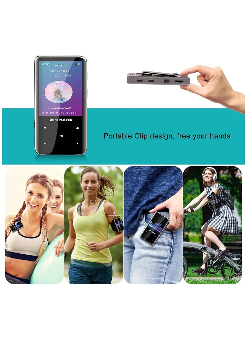 LAESO - 32GB Mp3 Player with Bluetooth 5.0 Music Player Voice Recorder Portable Digital Lossless Music MP3 MP4 Player for Kids with FM Radio HD Speaker for Sports Running Super Light Metal Shell Touch Buttons Support 128GB Expansion - Image 1