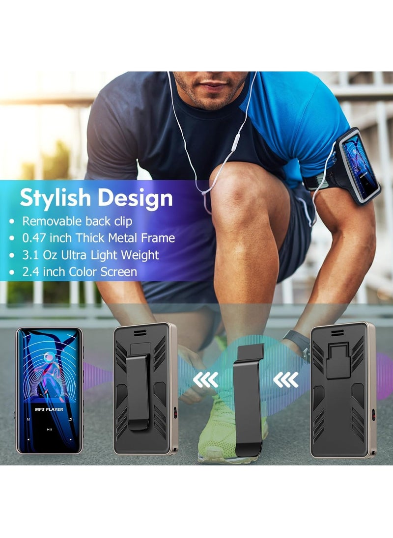 LAESO - 32GB Mp3 Player with Bluetooth 5.0 Music Player Voice Recorder Portable Digital Lossless Music MP3 MP4 Player for Kids with FM Radio HD Speaker for Sports Running Super Light Metal Shell Touch Buttons Support 128GB Expansion - Image 1