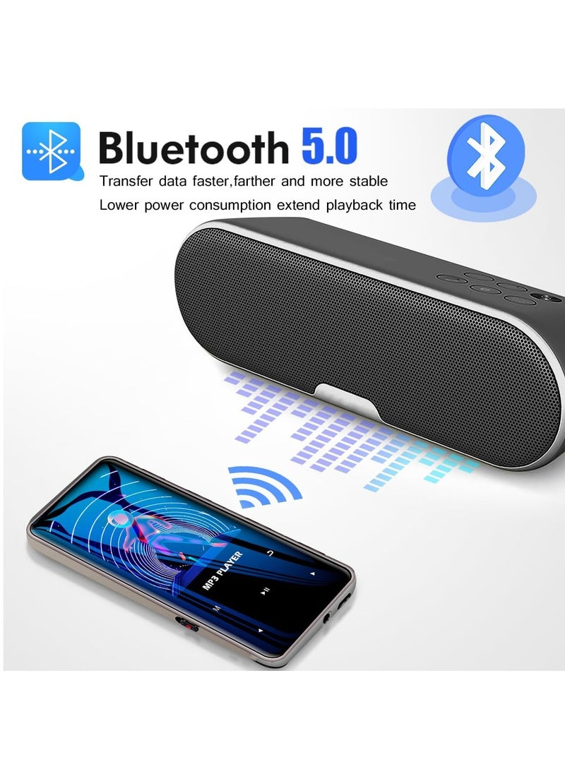LAESO - 32GB Mp3 Player with Bluetooth 5.0 Music Player Voice Recorder Portable Digital Lossless Music MP3 MP4 Player for Kids with FM Radio HD Speaker for Sports Running Super Light Metal Shell Touch Buttons Support 128GB Expansion - Image 1