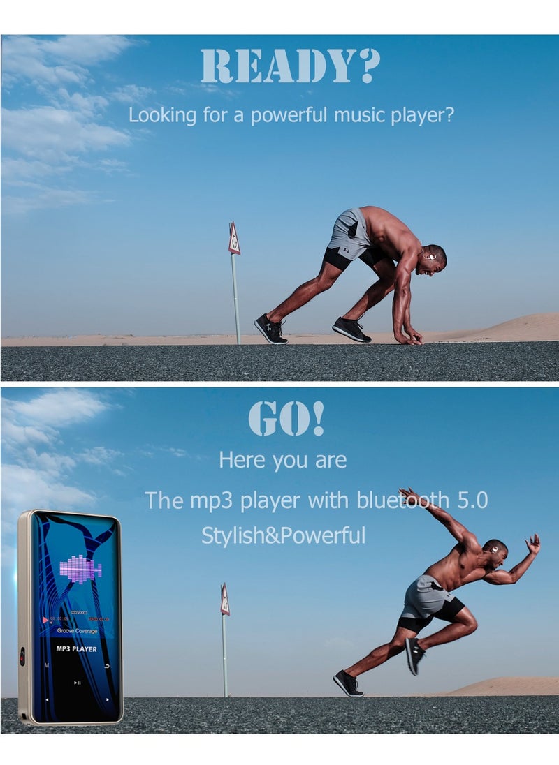LAESO - 32GB Mp3 Player with Bluetooth 5.0 Music Player Voice Recorder Portable Digital Lossless Music MP3 MP4 Player for Kids with FM Radio HD Speaker for Sports Running Super Light Metal Shell Touch Buttons Support 128GB Expansion - Image 1