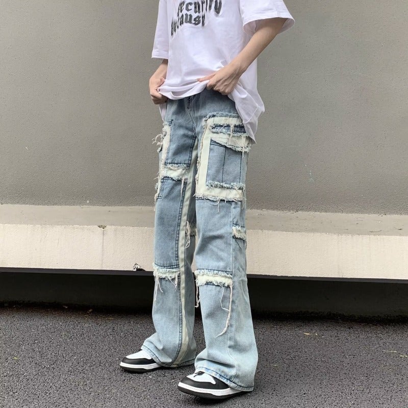 Loose Straight Leg Denim Pants Figure Color
