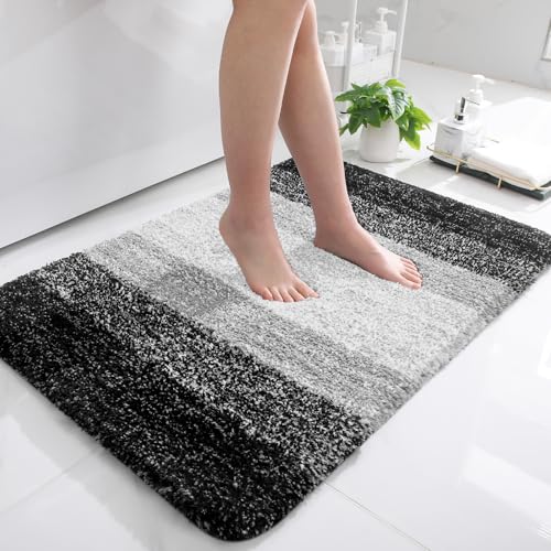 OLANLY Bathroom Rugs Mat 36x24, Extra Soft Absorbent Microfiber Bath Rugs, Rubber Backing, Quick Dry, Machine Washable Bath Mats for Bathroom Floor, Tub and Shower, Home Decor Accessories, Black - Image 1