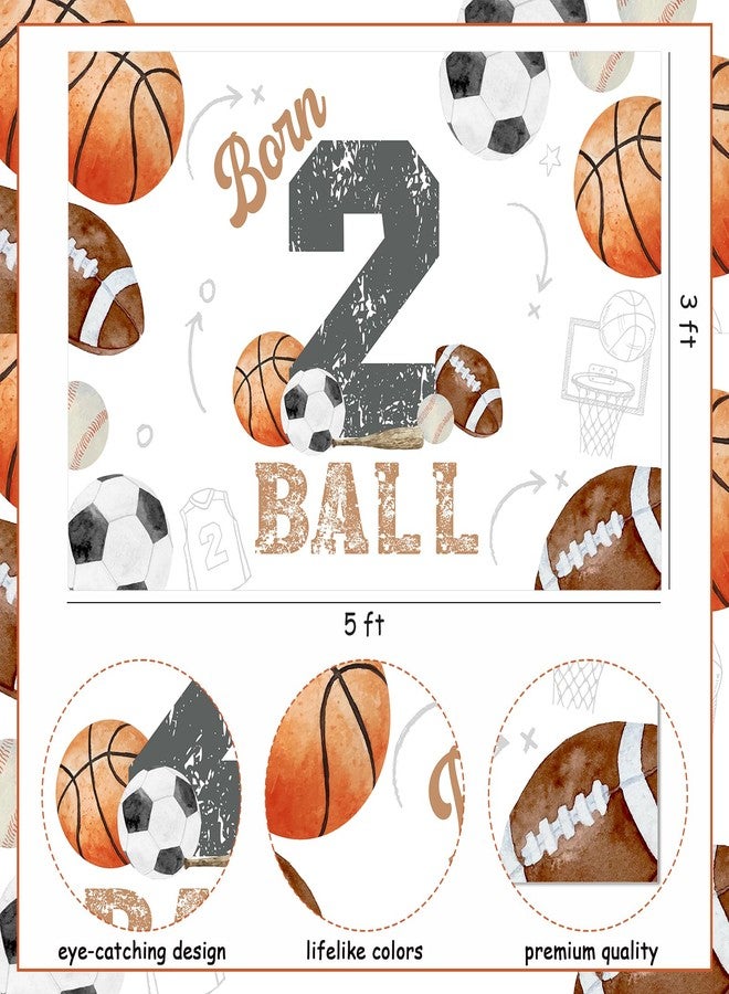 Balterever Sports Theme 2nd Birthday Decoration Born 2 Ball Birthday Decorations with Banner Backdrop Cake Cupcake Toppers Balloons for 2nd Bday Party Supplies - Image 5