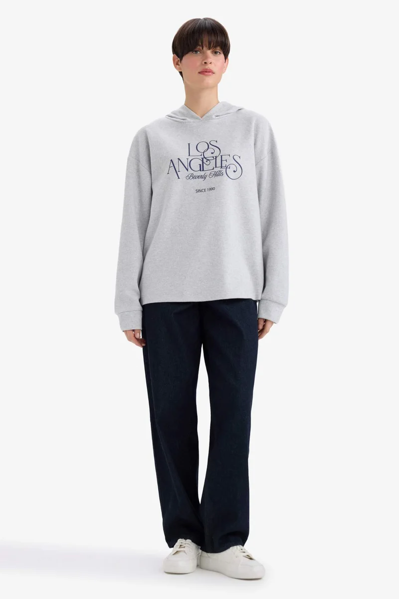 ديفاكتو Relax Fit Printed Long Sleeve Sweatshirt
