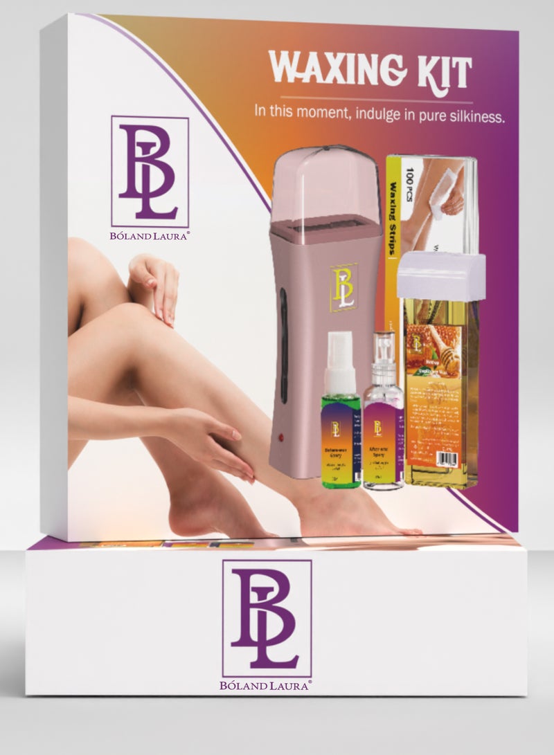 BOLAND LAURA Hair removal kit includes a heating device, 2 wax rolls, pre- and post-hair removal spray, and 100 wax strips. - Image 4
