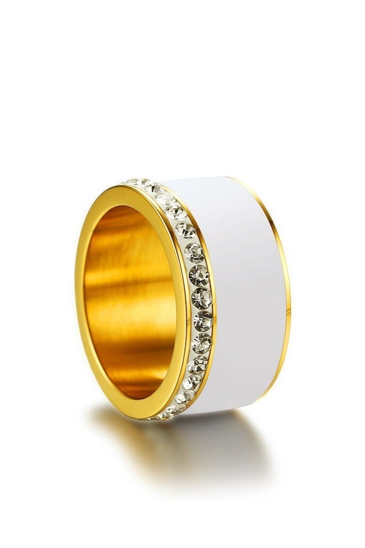ROMAD A luxurious, rust-resistant ring reinforced with white ceramic and studded with cubic zirconia for a sophisticated look. - Image 3