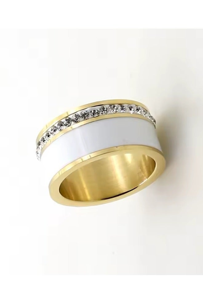 ROMAD A luxurious, rust-resistant ring reinforced with white ceramic and studded with cubic zirconia for a sophisticated look. - Image 4