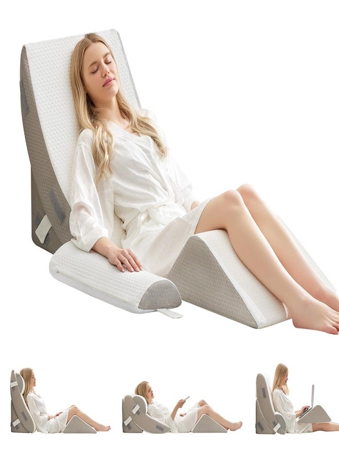 BDEUS 4-PCS Orthopedic Bed Wedge Pillow Set for Post-Surgery Recovery & Pain Relief - Adjustable Foam Support Pillows for Back, Leg, Neck & Shoulder Pain. Triangle Body Wedges for Sleeping, Sitting Up - Image 1