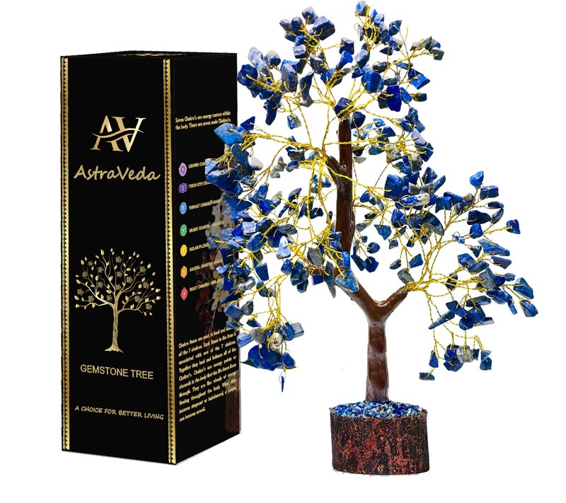AstraVeda Lapis Lazuli Tree  Tree of Life  Crystal Tree  Feng Shui Tree  Positive Energy Tree  Meditation Gift  Crystals and Stones  Spiritual Items  300 Bead - Image 1