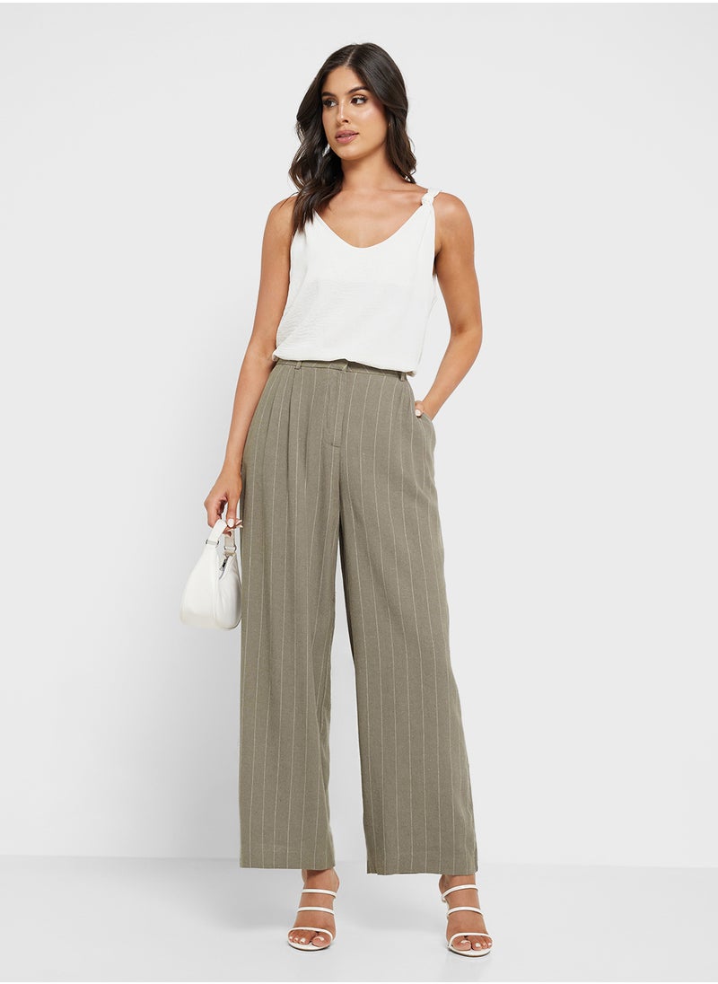 VERO MODA - Wide Leg Striped 30" Pants - Image 1