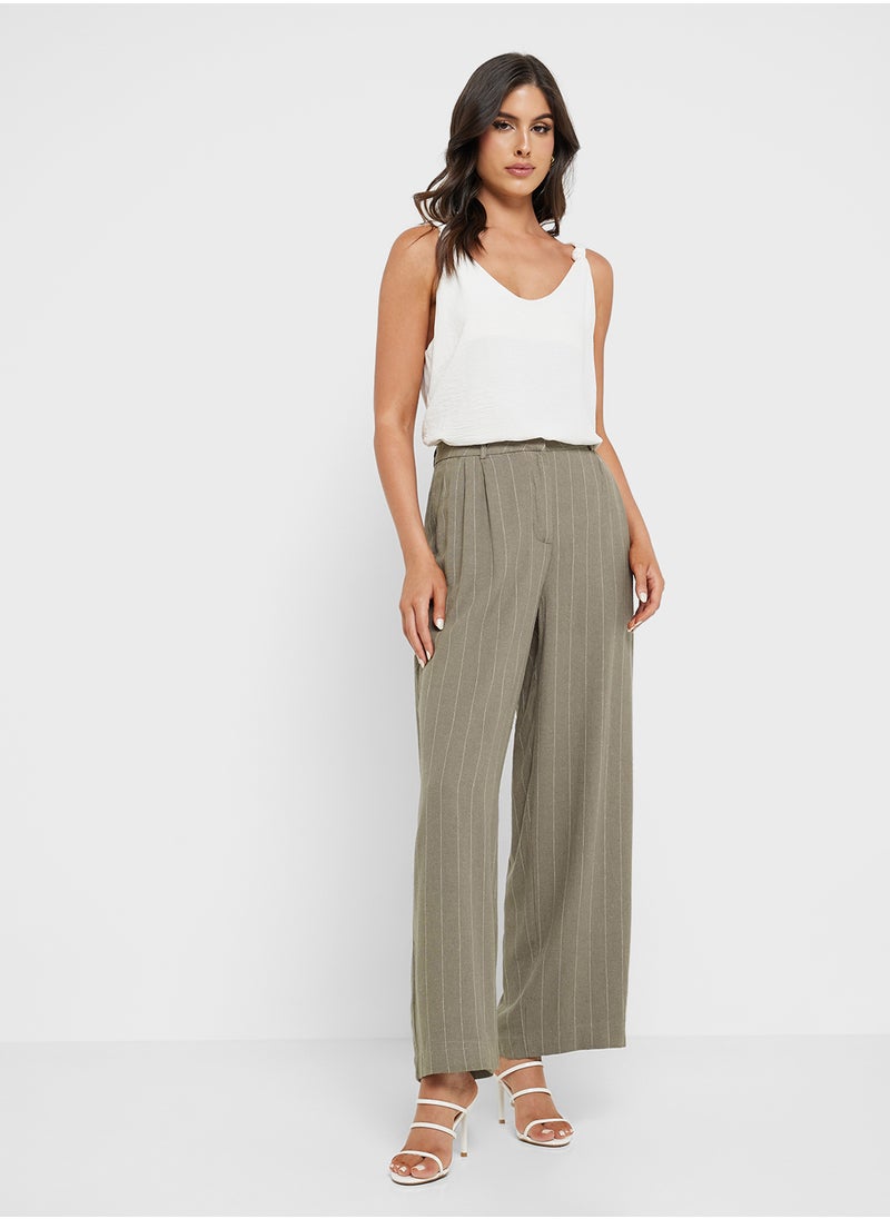 VERO MODA - Wide Leg Striped 30" Pants - Image 1
