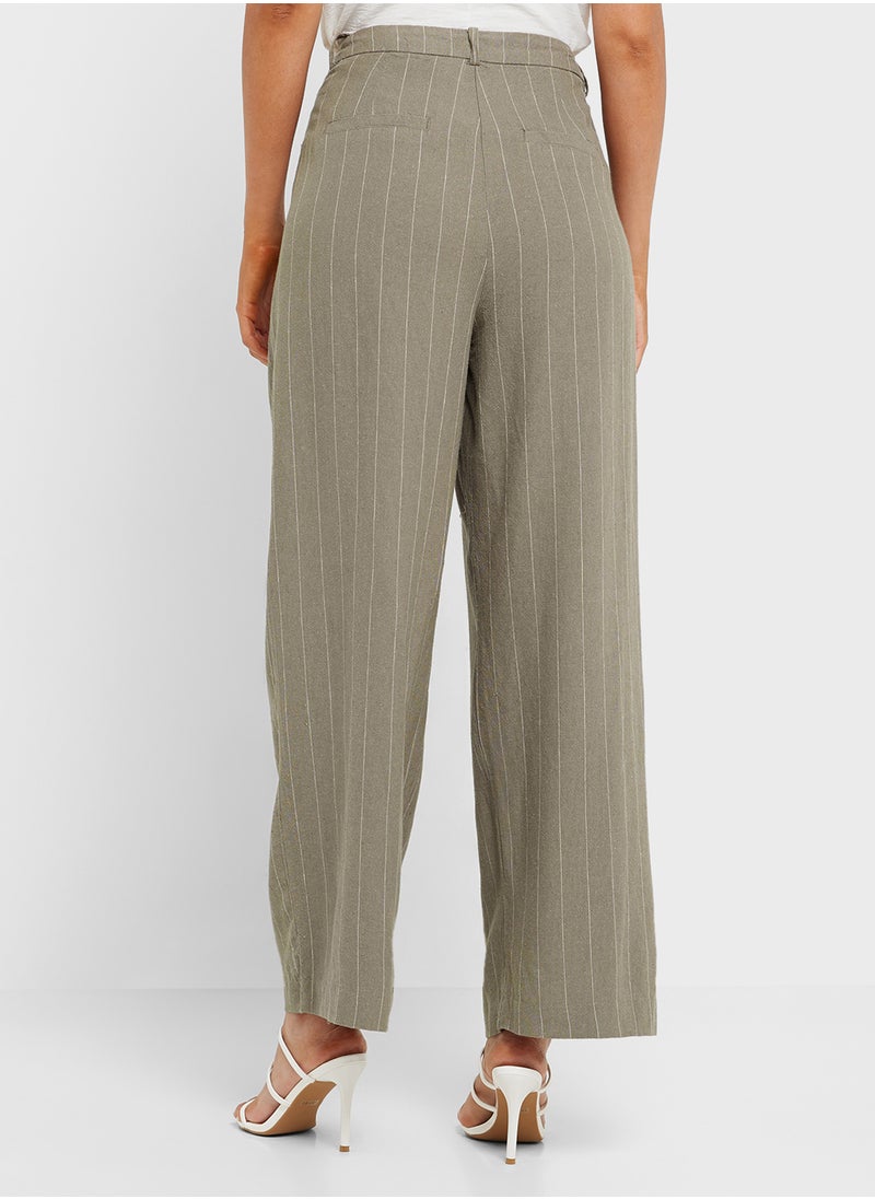VERO MODA - Wide Leg Striped 30" Pants - Image 1