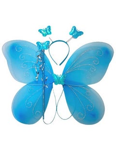 Generic Chuz N Pick Elegant Butterfly Shaped Wings Best Suitable for Girls (Little Kids) Consist of a Fancy Butterfly Wing with a Butterfly Head Band and a Magic Stick (Sky Blue)  - Image 1