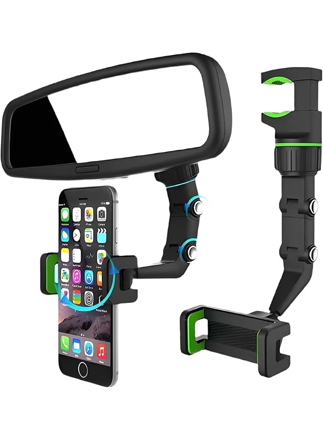 موتيم حامل هاتف بمرآة الرؤية الخلفية مع دوران 360 درجة وقابل للسحب وحامل عالمي للسيارة مناسب لهاتف Iphone 11 12 13 14 Pro Max Samsung All Phone - Image 1
