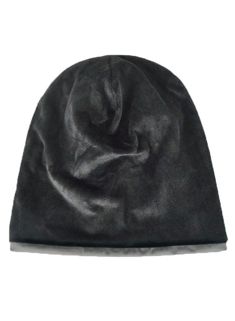Infinity Scarf Headwear Cap Solid Color Thickened Plush Beanie Hat Grey  - Image 2