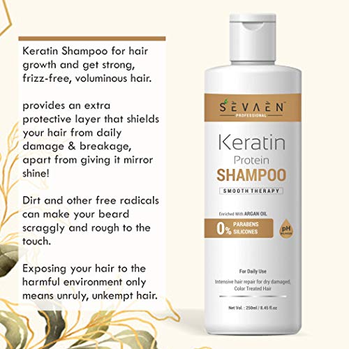 Sevaen Keratin Smooth Daily Shampoo & Keratin Smooth Daily Conditioner & Onion Hair Oil With Almond And Karonji Oil, No Mineral, No Sulfate (Pack Of 3) For All Hair - Image 3