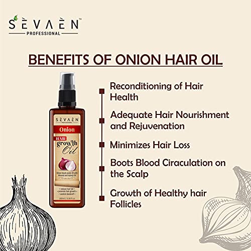Sevaen Keratin Smooth Daily Shampoo & Keratin Smooth Daily Conditioner & Onion Hair Oil With Almond And Karonji Oil, No Mineral, No Sulfate (Pack Of 3) For All Hair - Image 2
