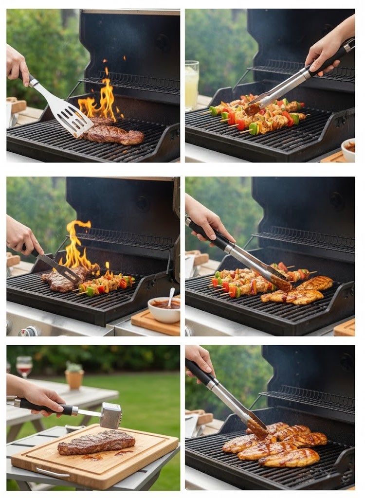 Stainless Steel & Silicone Grilling Tools – Heavy-Duty Aluminum Case – Suitable for Beach, Garden & Balcony - Image 2