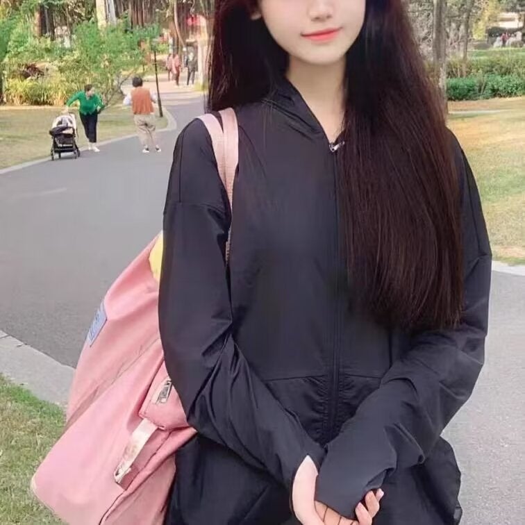 2024 Summer Fashion New Slim-Fit Slimming Hooded Finger Hole Long Sleeve Jacket Quick-Drying Running Sports Fitness Yoga Clothes - Image 4