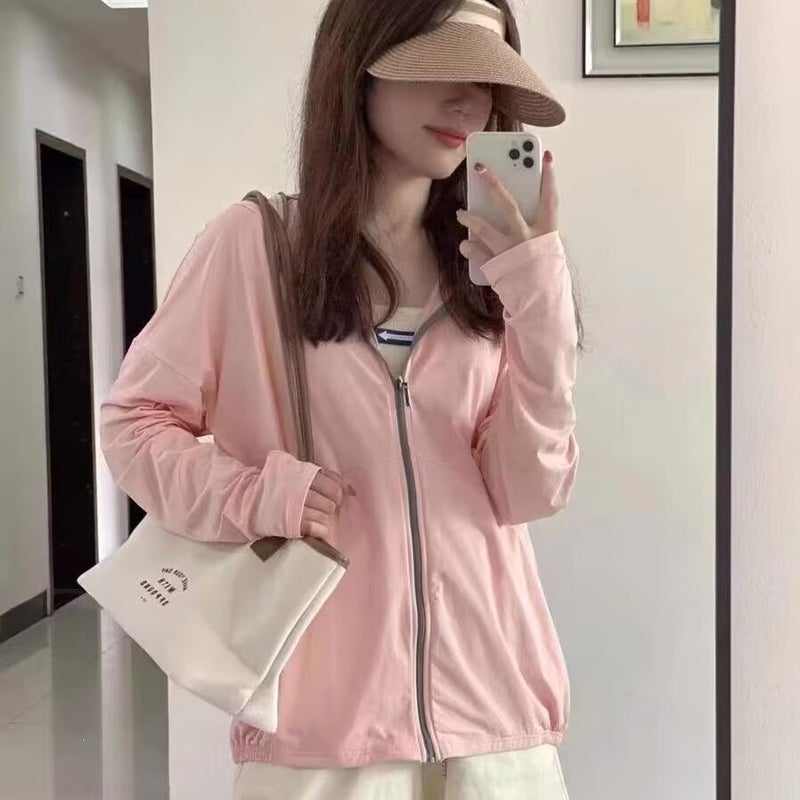 2024 Summer Fashion New Slim-Fit Slimming Hooded Finger Hole Long Sleeve Jacket Quick-Drying Running Sports Fitness Yoga Clothes - Image 3
