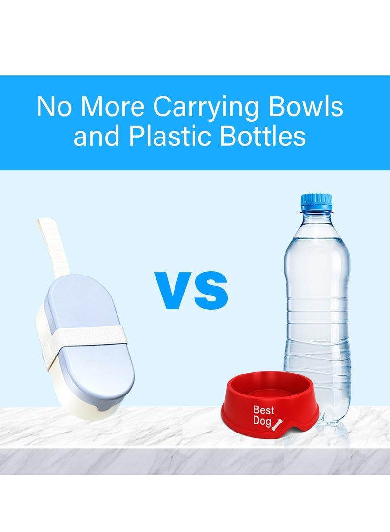 Excefore زجاجة ماء محمولة للكلاب للمشي، وعاء للكلاب 2 في 1، زجاجات ماء قابلة للطي بدون تسرب، وعاء موزع للماء، كوب شرب للسفر، للمشي، والسفر، وأوعية القطط وزجاجة ماء للحيوانات الأليفة، زرقاء - Image 2