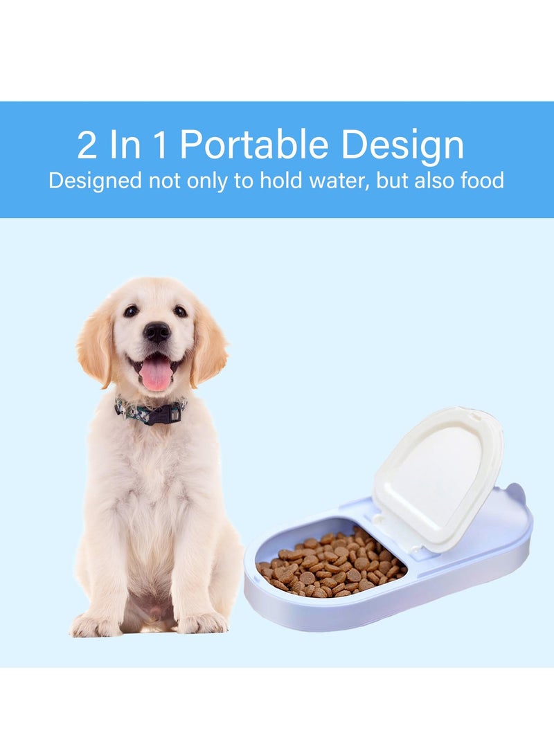 Excefore زجاجة ماء محمولة للكلاب للمشي، وعاء للكلاب 2 في 1، زجاجات ماء قابلة للطي بدون تسرب، وعاء موزع للماء، كوب شرب للسفر، للمشي، والسفر، وأوعية القطط وزجاجة ماء للحيوانات الأليفة، زرقاء - Image 3