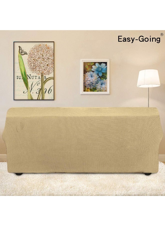 Easy-Going EasyGoing Stretch Oversized Sofa Slipcover 1Piece Sofa Cover Furniture Protector Couch Soft with Elastic Bottom for Kids Polyester Spandex Jacquard Fabric Small Checks Beige - Image 3