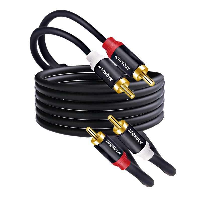ZEQKULW RCA Audio Cable 10 ft 2RCA Male to Male Stereo Audio RCA Cables Dual Shielded Gold-Plated 2 RCA Stereo Cable for car Audio Video Cord, Hi-Fi Systems or Home Theater, HDTV(1, Black,10FT) - Image 2